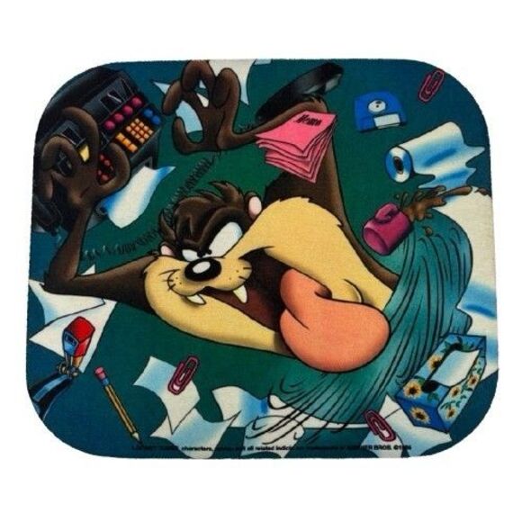Looney Toons Taz Tasmanian Devil Computer Desk Mouse Pad Vintage 1994 Warner Bro - Picture 1 of 7